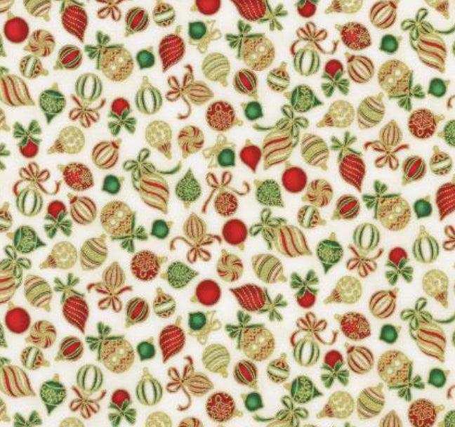 Ornaments Holiday Metallic Gold by Robert Kaufman