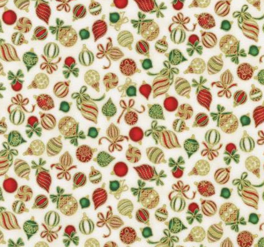 Ornaments Holiday Metallic Gold by Robert Kaufman