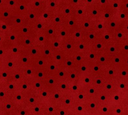 Woolies Flannel, Red with Black Polka Dots