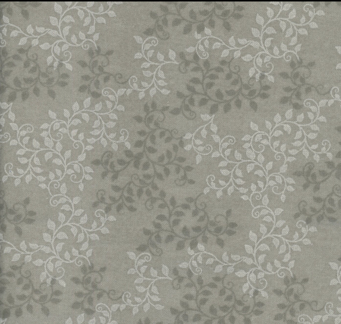 Flannel 108” Leaves, Chateau Grey