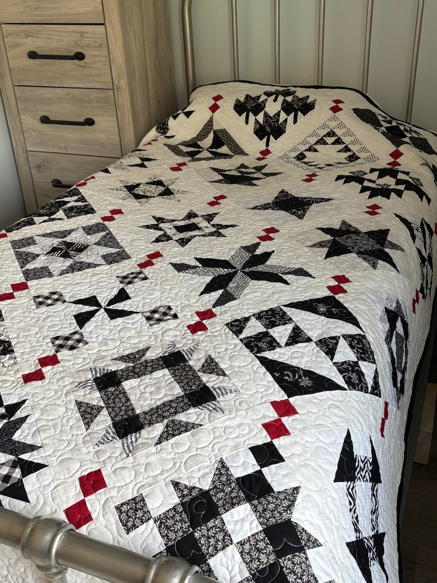 Black, White and Red Twin Quilt