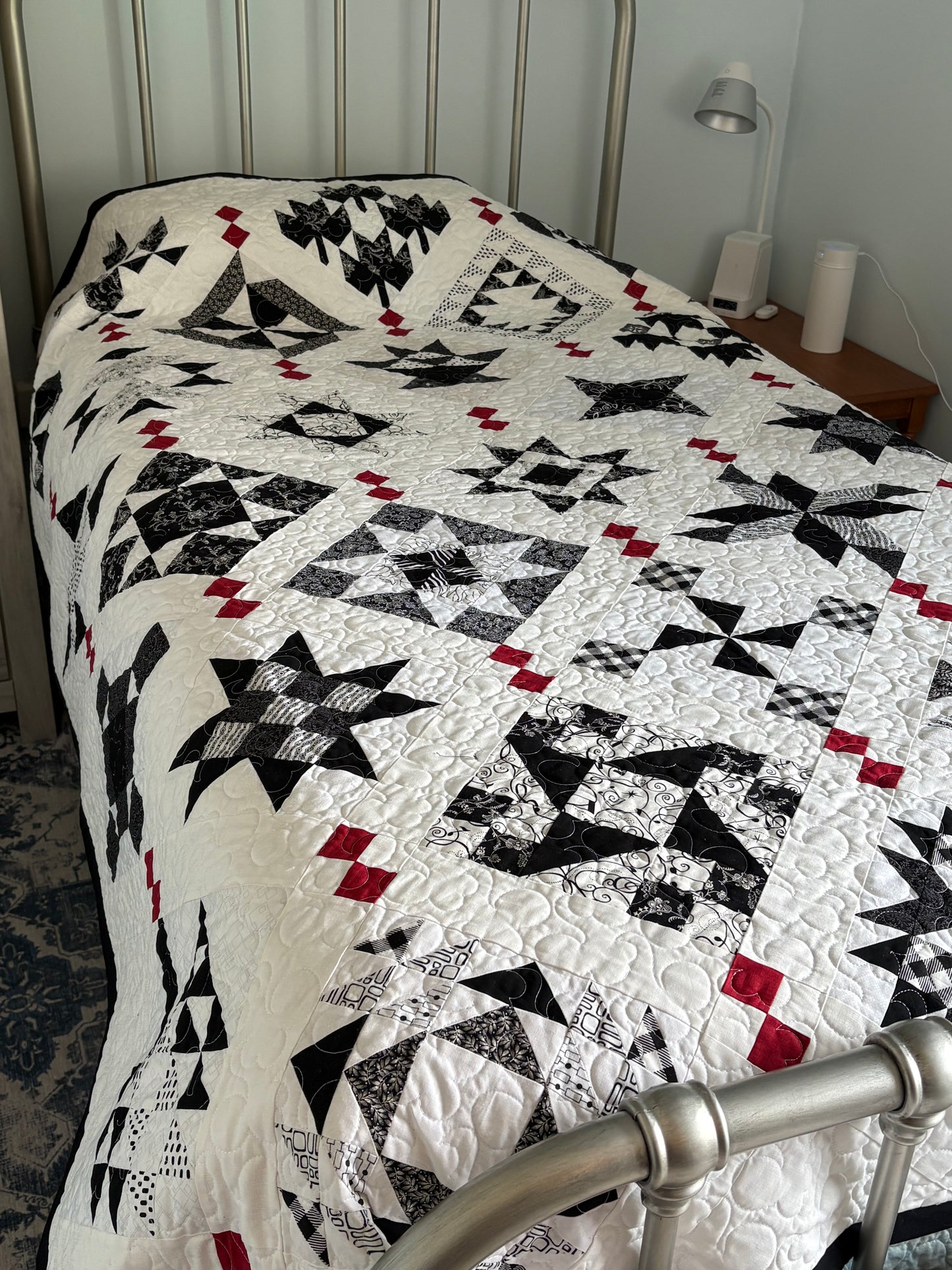Black, White and Red Twin Quilt