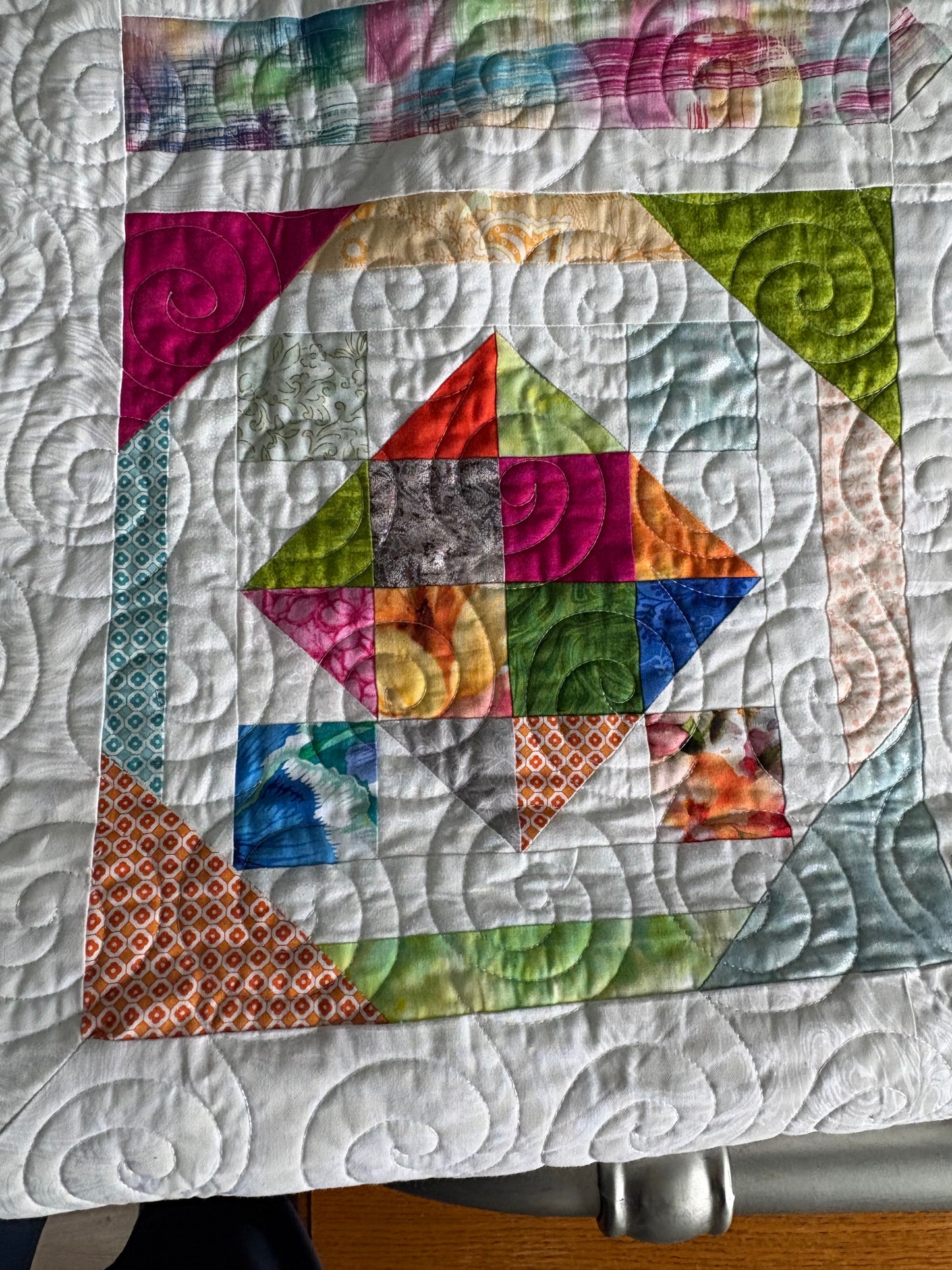 Pastel and Brights on White Twin Quilt