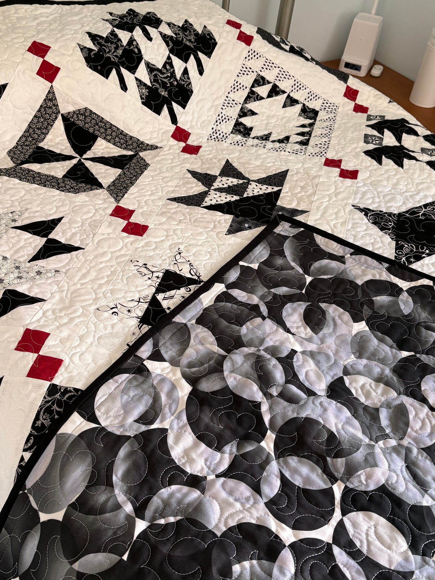Black, White and Red Twin Quilt