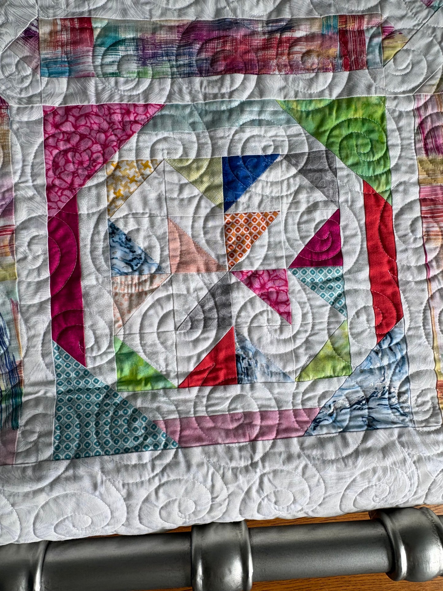 Pastel and Brights on White Twin Quilt