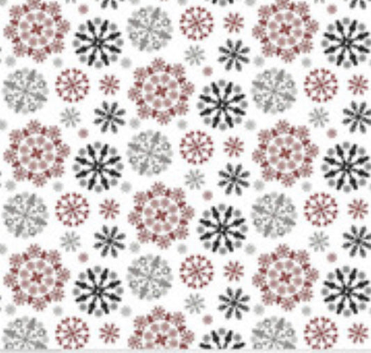 Hello Winter Snowflakes, Multi Flannel by-the-Half-Metre, Riley Blake, 100% cotton flannel